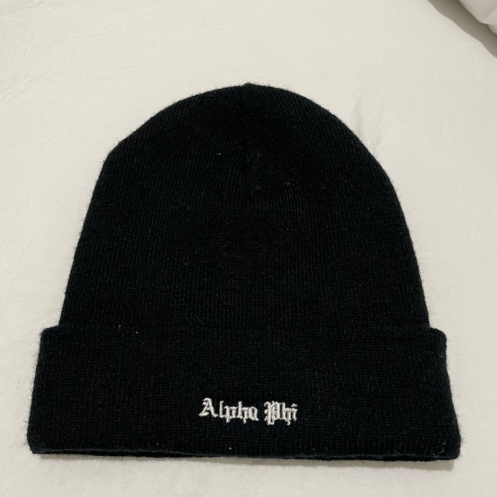 Alpha Phi black beanie